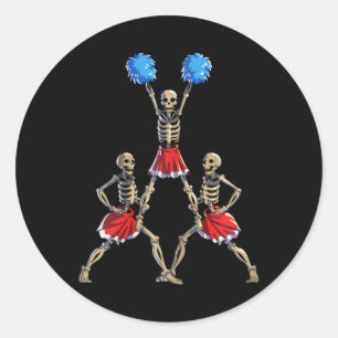 Cheerleading Skeleton Halloween Cheer Skeleton Che Classic Round Sticker