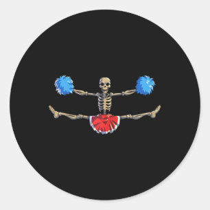 Cheerleading Skeleton Halloween Cheer Skeleton Che Classic Round Sticker