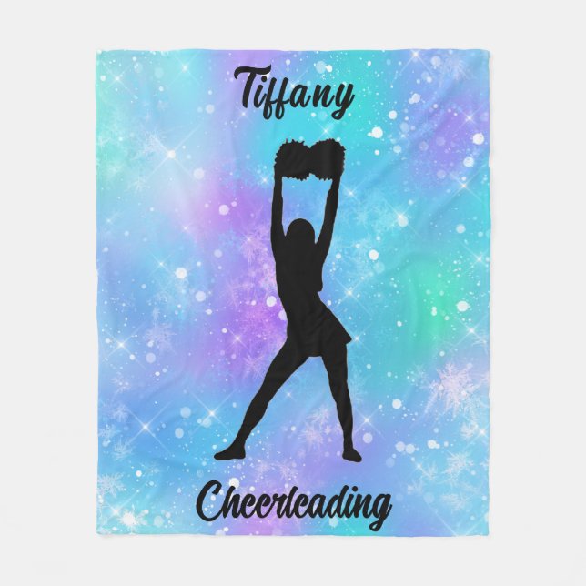 Cheerleading Snowflake Colour Blast with Her Name Fleece Blanket (Front)