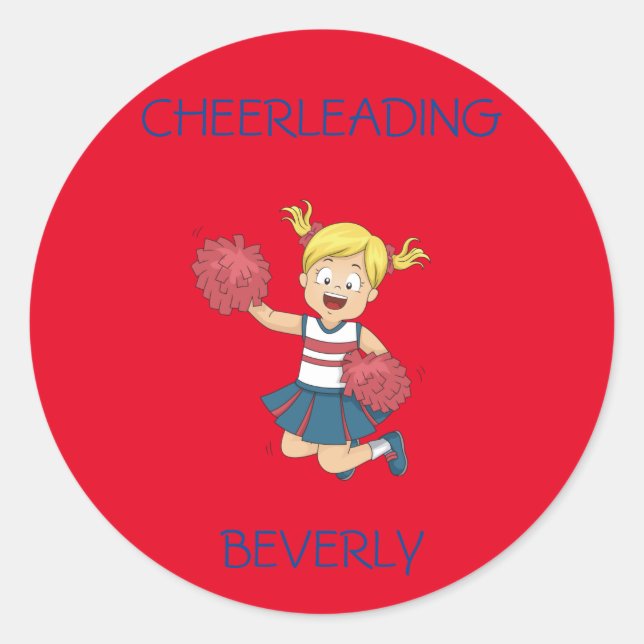 CHEERLEADING stickers for girls WITH CUSTOM NAME. (Front)