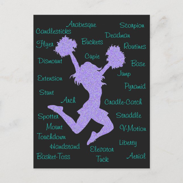 Cheerleading Terms Typography   Postcard (Front)