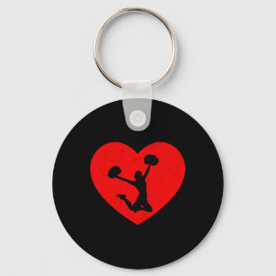 Cheerleading Valentine Heart Shape Cheerleader Lov Key Ring