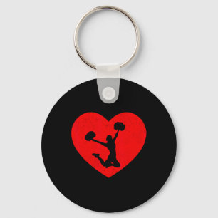 Cheerleading Valentine Heart Shape Cheerleader Lov Key Ring