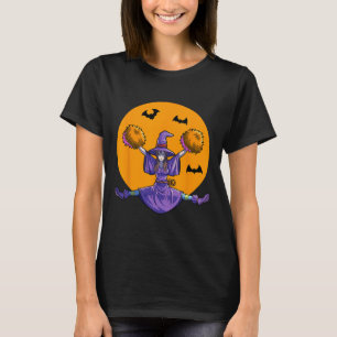 Cheerleading Witch Halloween Women Girls Cheer Hal T-Shirt