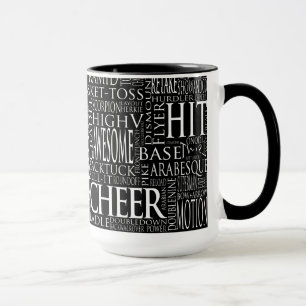 Cheerleading Word Cloud Mug in Black and White