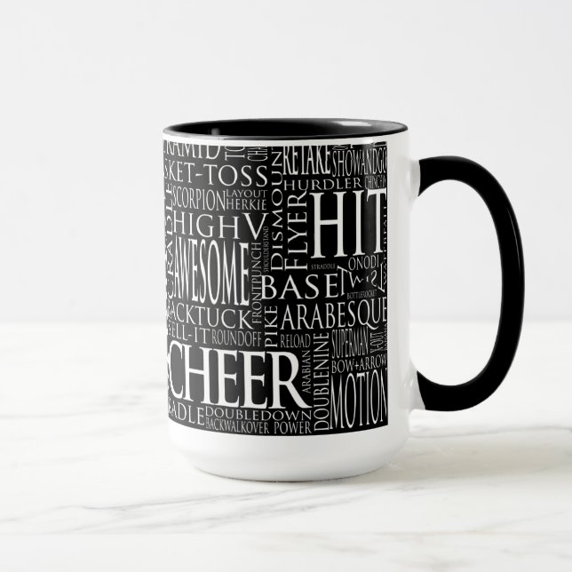 Cheerleading Word Cloud Mug in Black and White (Right)