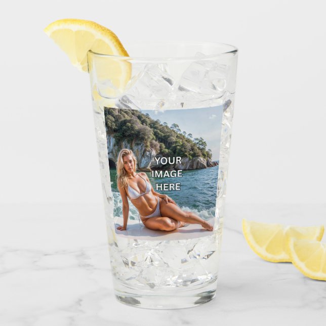 CHEERS! 🥂 16oz Glass Cup – Add Image or Text (Front Ice)