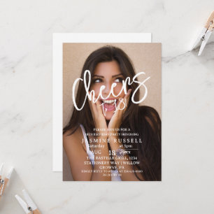 Cheers 18th Modern Photo Birthday For Her Invitation