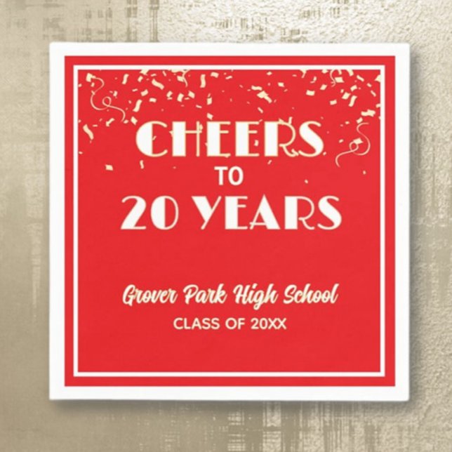 Cheers! 20 Year Class Reunion  Napkin (Creator Uploaded)