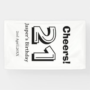 Cheers 21 birthday bold letter name boy man gifts  banner