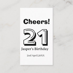 Cheers 21 birthday bold letter name boy man gifts business card