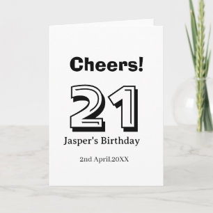 Cheers 21 birthday bold letter name boy man gifts card