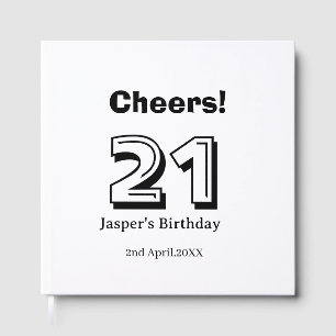 Cheers 21 birthday bold letter name boy man gifts guest book