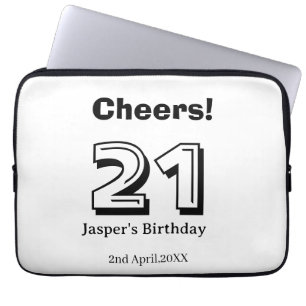 Cheers 21 birthday bold letter name boy man gifts laptop sleeve