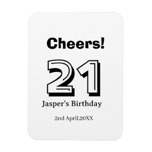 Cheers 21 birthday bold letter name boy man gifts magnet