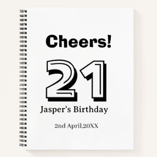 Cheers 21 birthday bold letter name boy man gifts notebook