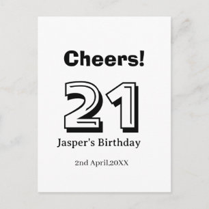 Cheers 21 birthday bold letter name boy man gifts postcard