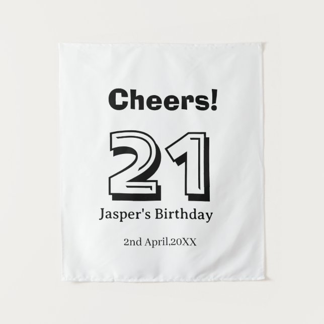 Cheers 21 birthday bold letter name boy man gifts  tapestry (Front)