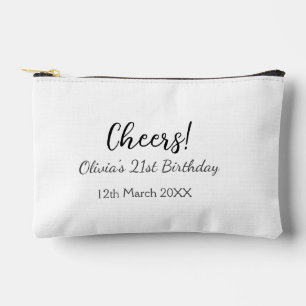 Cheers 21st birthday add name date simple minimal  accessory pouch