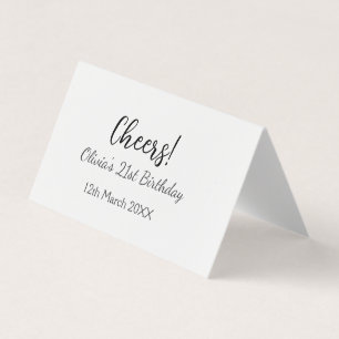 Cheers 21st birthday add name date simple minimal  business card