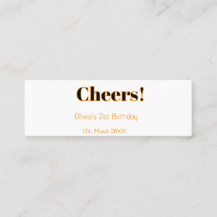 Cheers 21st birthday add name date simple minimal calling card