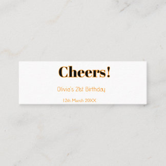 Cheers 21st birthday add name date simple minimal  calling card