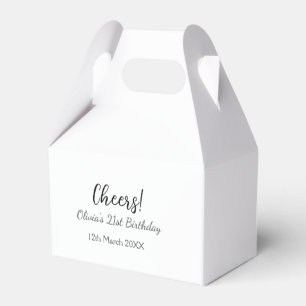 Cheers 21st birthday add name date simple minimal  favour box