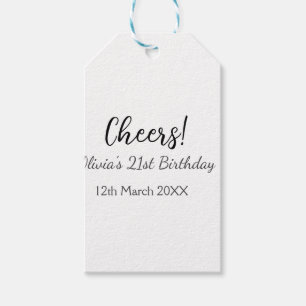 Cheers 21st birthday add name date simple minimal gift tags