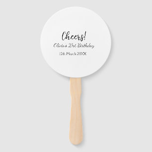Cheers 21st birthday add name date simple minimal  hand fan