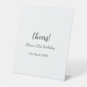Cheers 21st birthday add name date simple minimal  pedestal sign