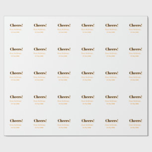 Cheers 21st birthday add name date simple minimal  wrapping paper