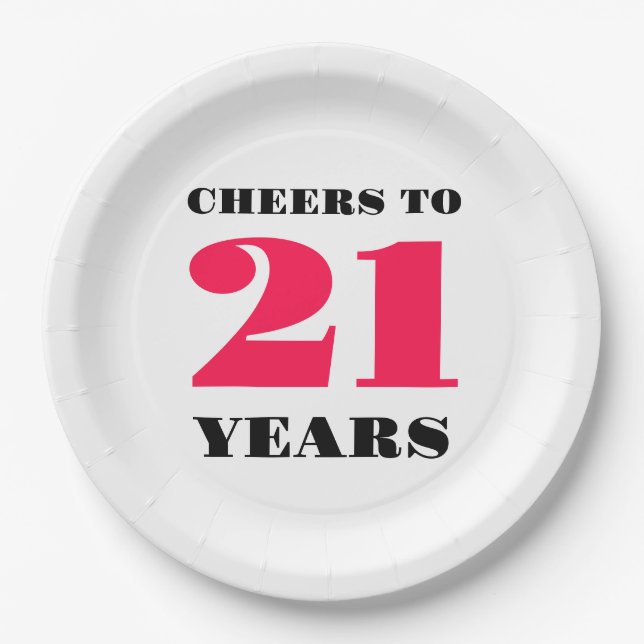 Cheers 21st Birthday Paper Plate (Front)