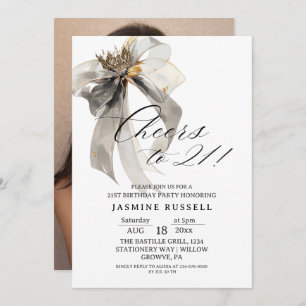 Cheers 21st Birthday Photo Invitation