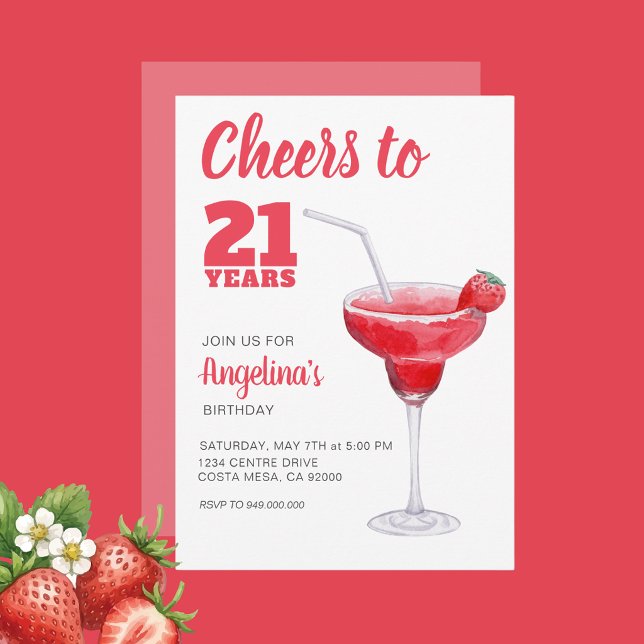 Cheers 21st Birthday Pink  Invitation (Creator Uploaded)