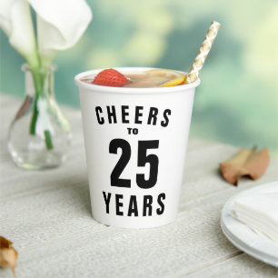 Cheers 25th wedding anniversary party celebration paper cups