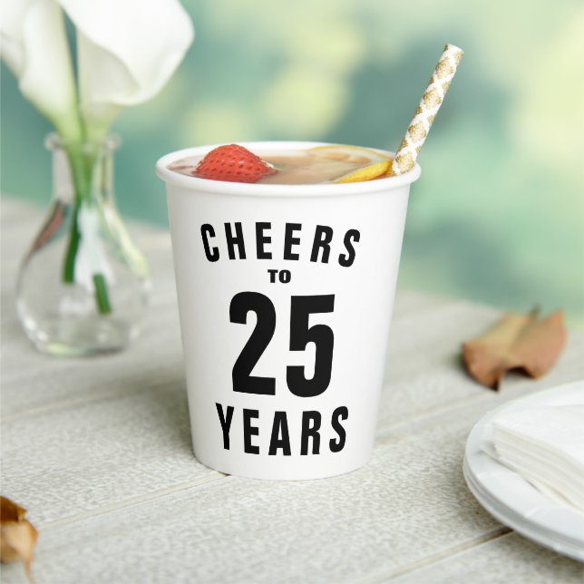 Cheers 25th wedding anniversary party celebration paper cups (Insitu)