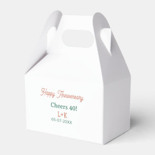 Cheers 40 happy anniversary orange green name date favour box