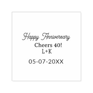 Cheers 40 happy anniversary orange green name date self-inking stamp