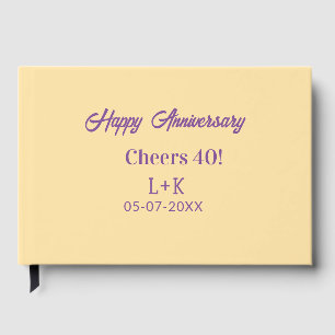 Cheers 40 happy anniversary purple orange pastel n guest book