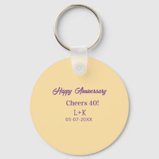 Cheers 40 happy anniversary purple orange pastel n key ring