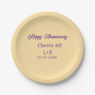 Cheers 40 happy anniversary purple orange pastel n paper plate