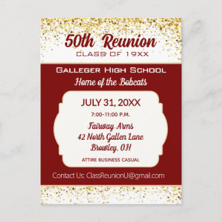 Cheers! 50th Class Reunion Invitation Postcard