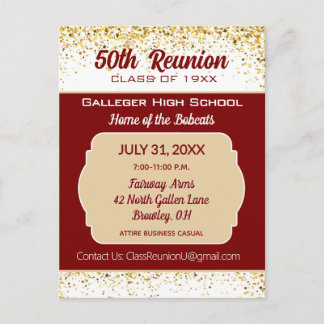 Cheers! 50th Class Reunion Invitation Postcard