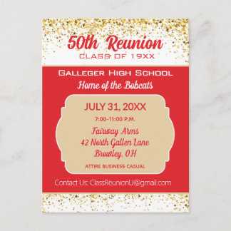 Cheers! 50th Class Reunion Invitation Postcard