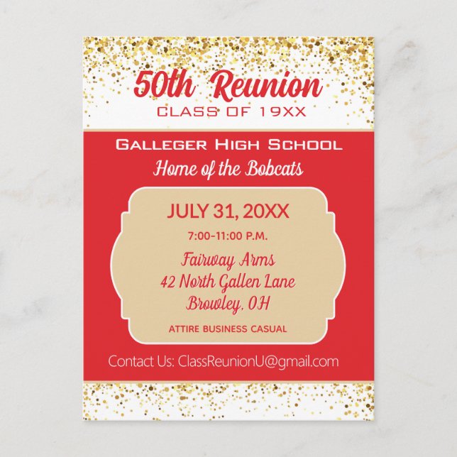 Cheers!  50th Class Reunion Invitation  Postcard (Front)
