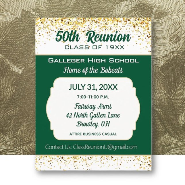 Cheers!  50th Class Reunion Invitation  Postcard (Creator Uploaded)