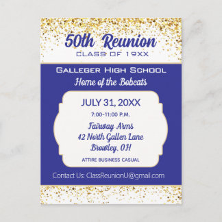 Cheers! 50th Class Reunion Invitation Postcard