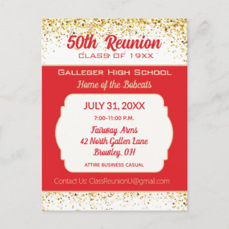 Cheers! 50th Class Reunion Invitation Postcard