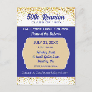 Cheers! 50th Class Reunion Invitation Postcard
