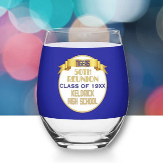 Cheers! 50th Class Reunion Stemless Wine Glass